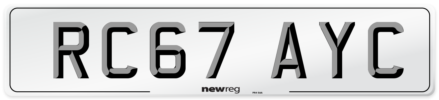 RC67 AYC Number Plate from New Reg